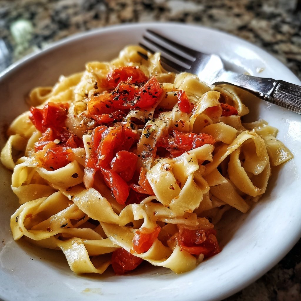 Tagliatelle mit Ofentomaten