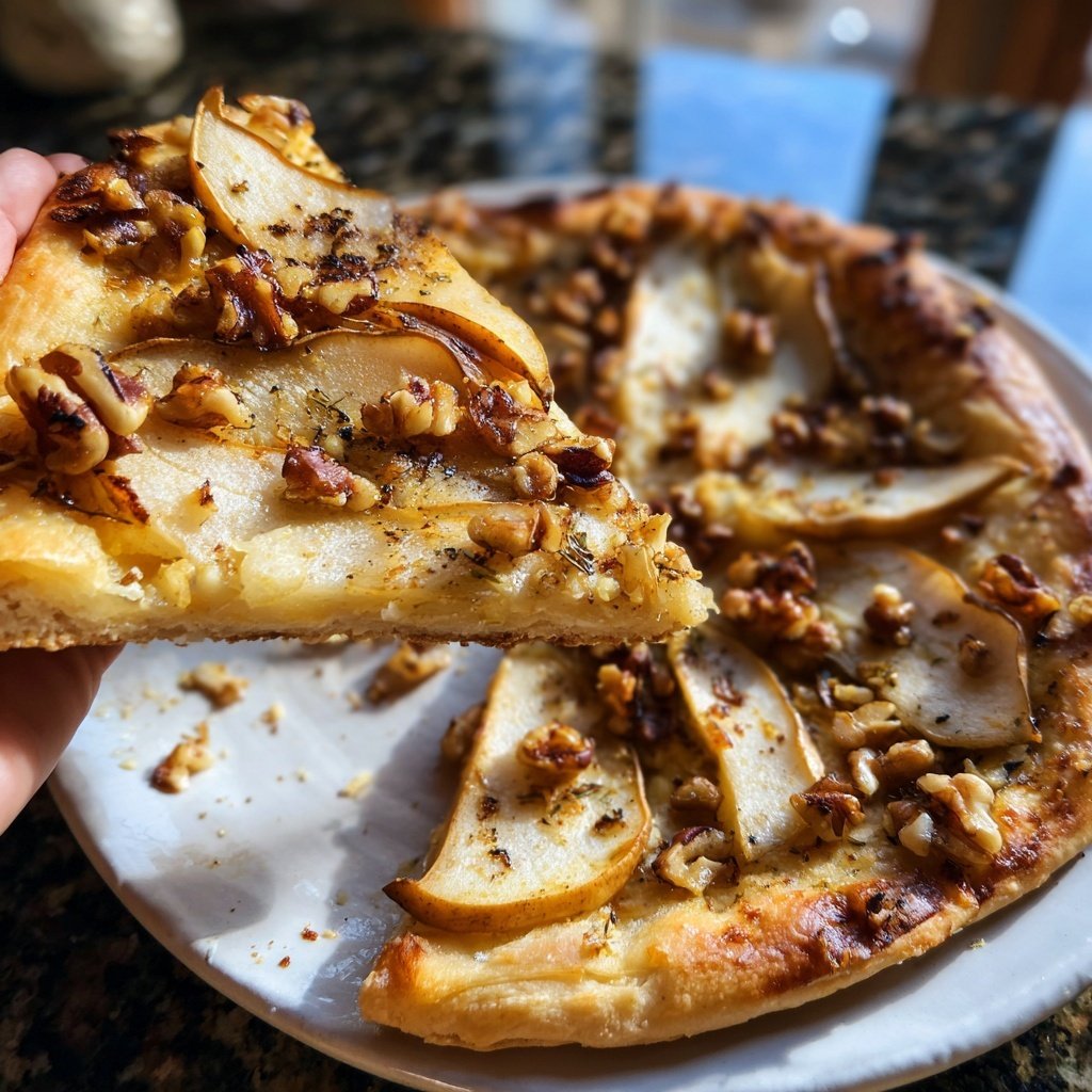Flammkuchen mit Birne und Walnüssen