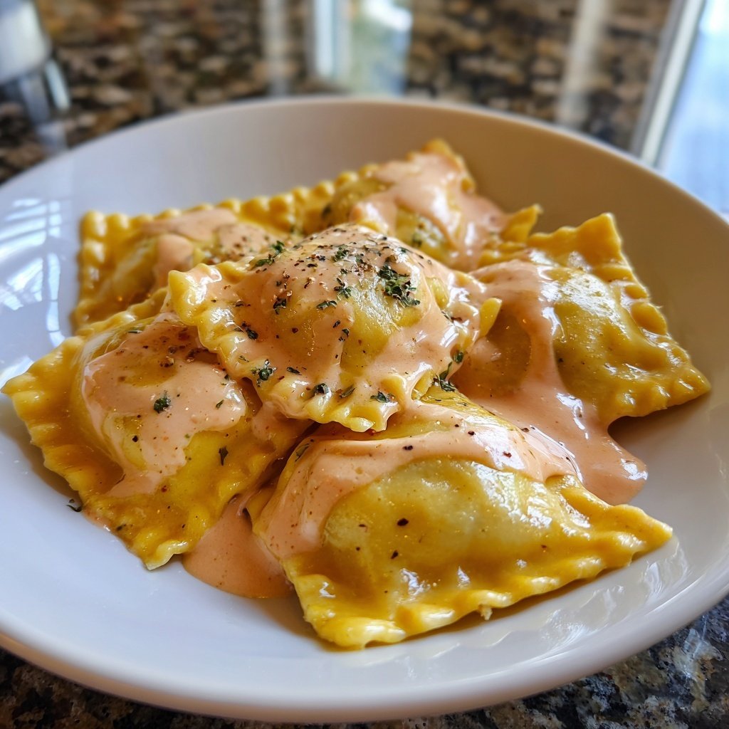 Ravioli mit rosa Sahnesauce